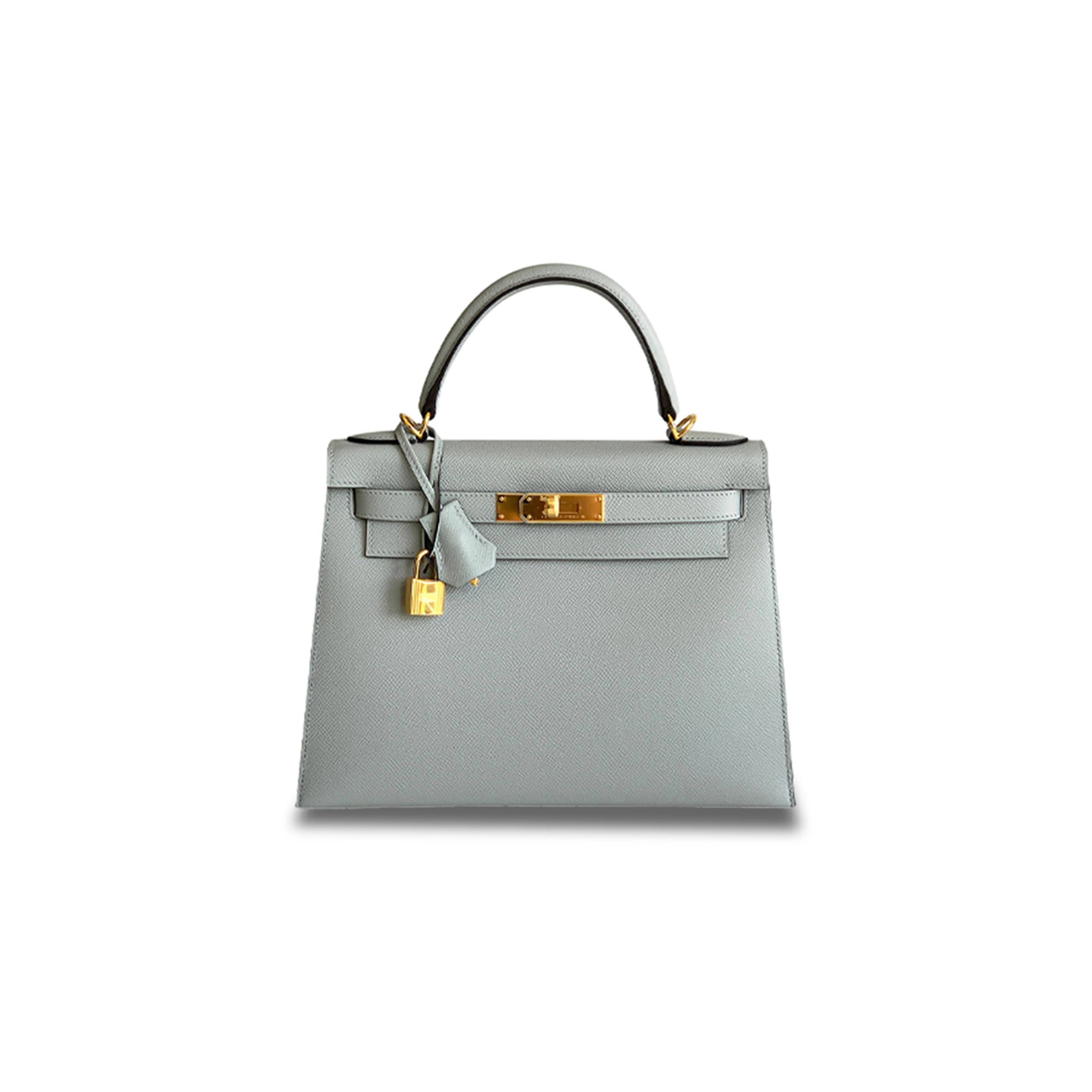 H**mes kelly 25 epsom leather linen blue gold buckle (25*17*7cm)